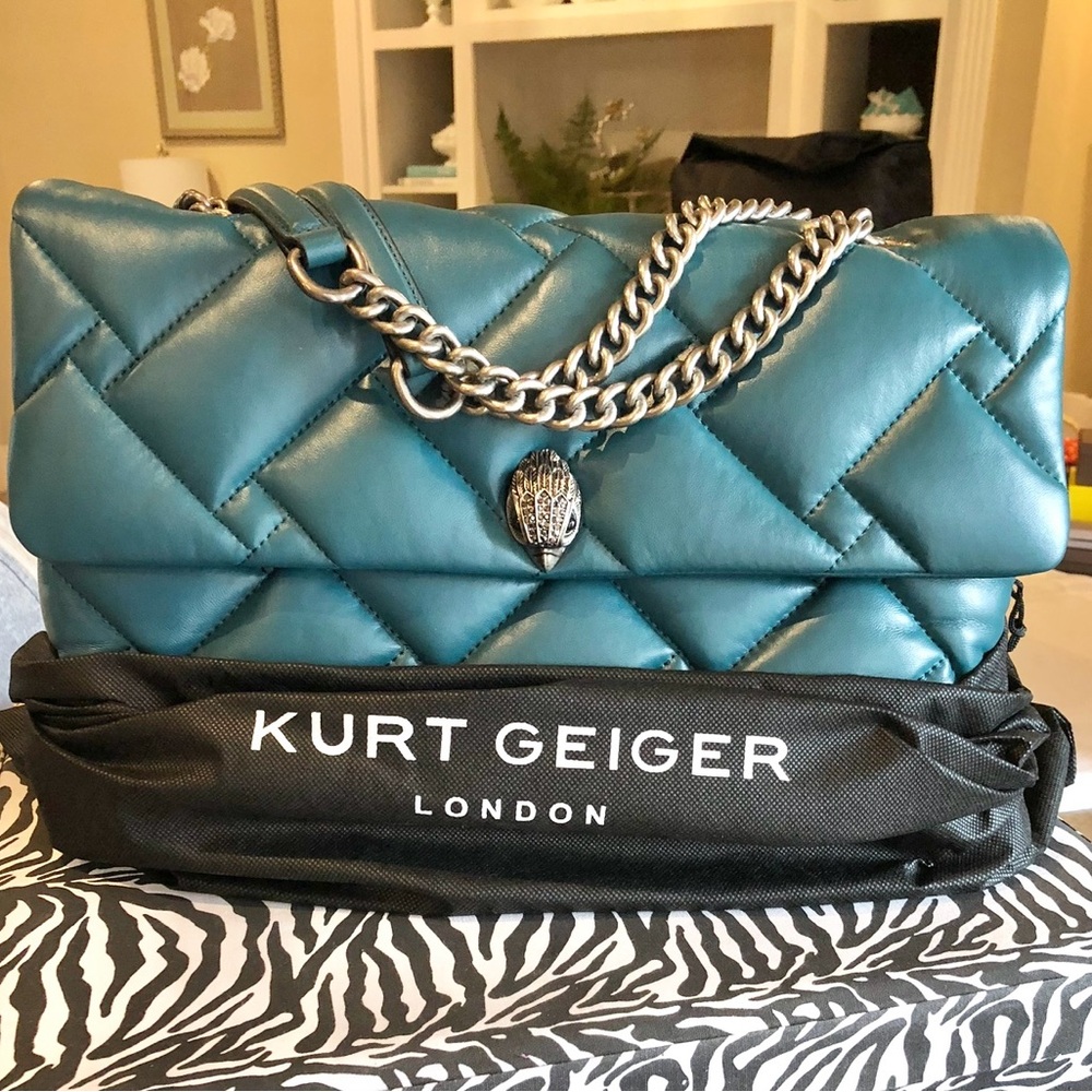 Kurt Geiger XL Teal Quilted Shoulder Bag